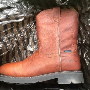 Ariat leather work boots; worn one time.